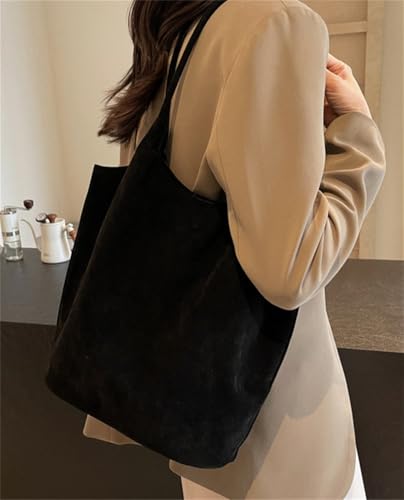 Vintage Faux Suede Shoulder Bag for Women Large Bucket Tote Purse Casual Commuter Handbag 2pcs Satchels 20252