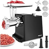 Fleischwolf Elektrisch 2500W, 3 in 1 Fleischwolf Edelstahl, Fleischwolf Elektrisch Edelstahl mit hoher Blockierleistun, Elektrischer Fleischwolf mit Wurstfüller, 3 Schneidescheiben, Kubbe & Cookie-Kit