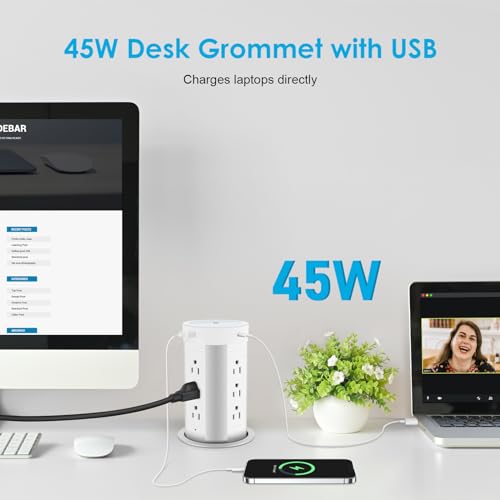 Hezi POP UP OUTLET 4-Inch Pop Up Countertop Outlet With 15W Wireless Charger,Max 45W Power Delivery,2 Usb-A & 2 Usb-C & 12Ac Outlets Tamper Resistant 15A, Island Pop Out For Home Office Kitchen thumb #1