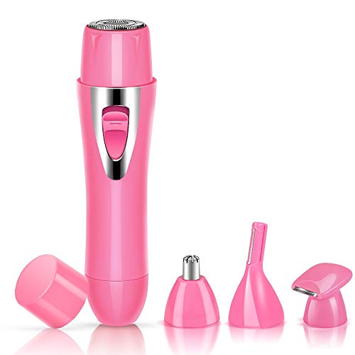 Facial Hair Removal for Women 4 in 1 Waterproof Painless Facial Hair Remover, Nose Hair Trimmer, Eyebrow Trimmer, Body Shaver, USB Rechargeable Razor Electric Hair Shaver for Women