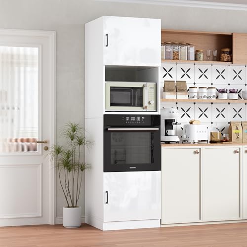 MSFE Colonne four et Micro Onde Encastrable,Armoire Micro-ondes 60x57.2x207cm,Armoire de Cuisine...