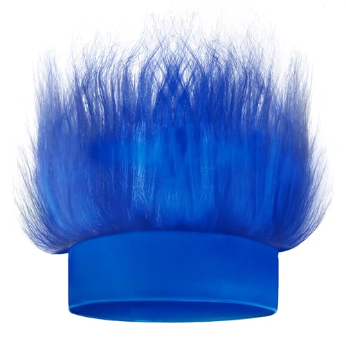 Novelty Place Blue Hairy Headband - Fun and Fuzzy Crazy Hair Wig Troll Hair Costume Accessory - Perfect for Sports Parties Cosplay and Halloween - Fits Kids Teens and Adults