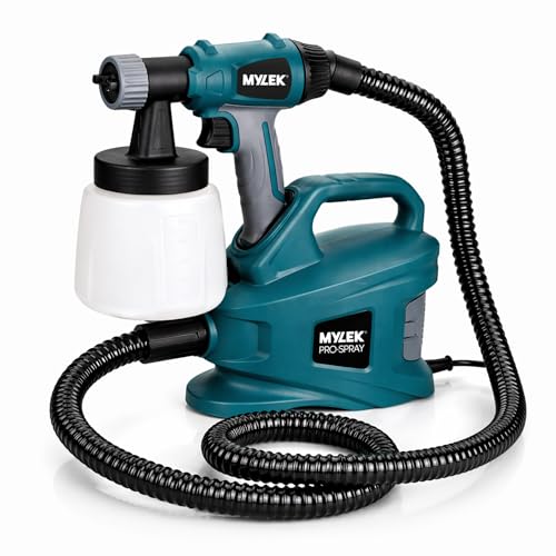 MYLEK MYPS700 PRO-Spray 700W Electric Sprayer Gun Kit-2 Paint Cups, Shoulder Strap, 2 Air Filters, Cleaning Pin & 1.8m Hose-Creates a Non-Drip, Fine Mist for Perfect, Professional Coverage, Green