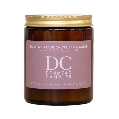 Eucalyptus & Orange Essential Oil Candle for Aromatherapy | Denmead Candles Blend 17 Focus - All Natural Candle, Non-Toxic, Chemical-Free, Hand-Poured, 160g