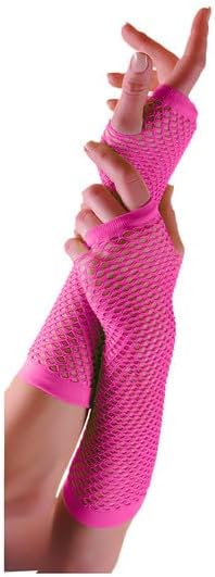 HAAS TRADINGWomens 80โs Fancy Dress Neon Leg Warmers and Long Fishnet Gloves Set - Ladies Retro Hen Night Costume Accessory Novelty Dance Disco Party Supplies