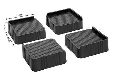 Image of U-MAX 4-Pack Sofa & Bed Leg Lifts, Anti-Slip Base for Stability, Increases Height, Prevents Floor Scratches, Legs Refrigerator Stand (Black, Square Stand)