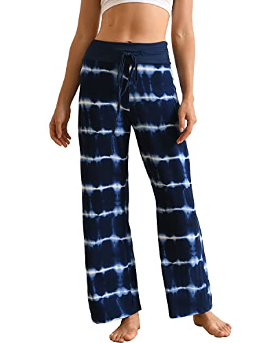 Image of NEWCOSPLAY Women's Comfy Pajama Pants Casual Drawstring Palazzo Lounge Wide Leg Pants