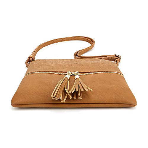 Image of SG SUGU Lightweight Medium Crossbody Bag Shoulder Bag with Tassel and Zipper Pocket