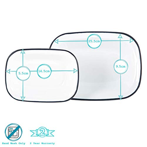 image for Argon Tableware 2pc White Enamel Pie Dishes Set - Steel Outdoor Campin