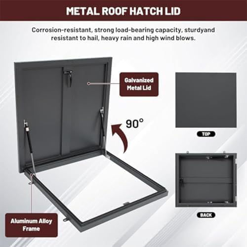 Heavy Duty Galvanized Roof Hatch - Large Skylights & Access Hatches for Maintenance Basement Manhole Covers Hallway Loft Stairway Garage (39.4x39.4in)
