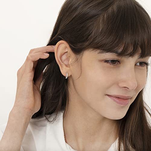 925 Sterling Silver Clear Cubic Zirconia Small Half Hoop Screw Back Earrings for Teens and Women - Classic and Elegant Safety Screw Back Earrings Wear for All Occasion2