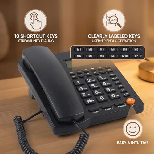 Teléfono Fijo con Cable con Identificador y 10 Teclas Marcación Rápida miniatura 5
