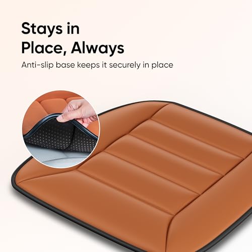 Image of Frido Slim Seat Cushion for Office Chair, Car & Wheelchair - 3cm Thin Memory Foam Cushion for Back Support & Pressure Relief - Non-Slip, Breathable Comfort Pad for Long Sitting (Tan)