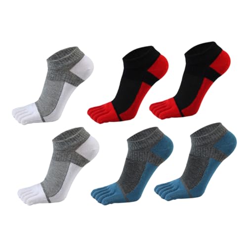 LALADEFIEE 3 pares Calcetines Tobilleros Hombre Cinco Dedos de Algodón Transpirable Verano Delgado Cómodo