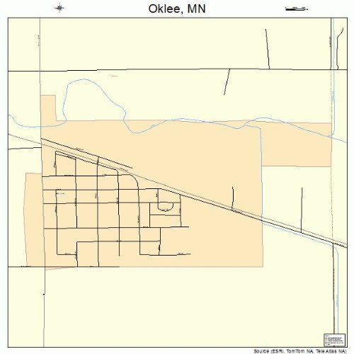 Large Street & Road Map of Oklee, Minnesota MN Printed poster size
