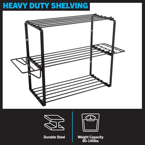 Image of Power Tool Organizer - 4-Tier Garage Shelving Unit with 140lb Max Capacity - Wall Mount Garage Storage System for Tools by Stalwart