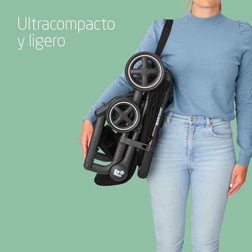 Maxi-Cosi Lara2, Silla paseo compacta y ligera para bebe, 0-4 años, 0-22 kg , 3 reclinaciones, reclinación total, plegado automático, Negro (Essential Black)