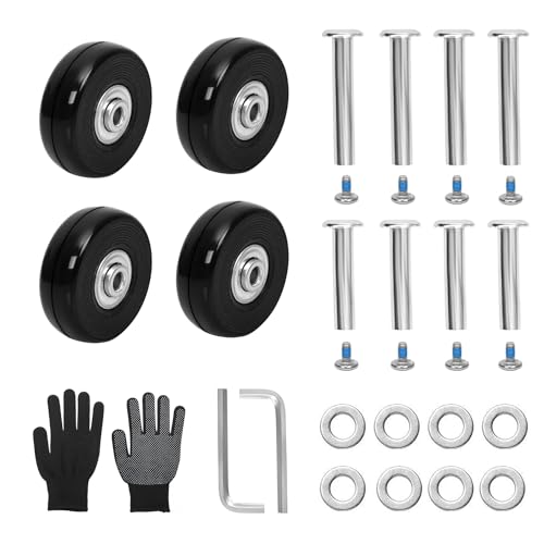 40mm x 17mm Set of 4 Luggage Suitcase Replacement Wheels Rubber Suitcase Wheels Replacement Swivel Caster Wheels Bearings Repair Kits Axles 30mm&35mm