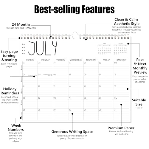 Image of GuassLee Wall Calendar 2026-2028, 24 Months (Jun 2026-May 2028), 14 inchx11 inch