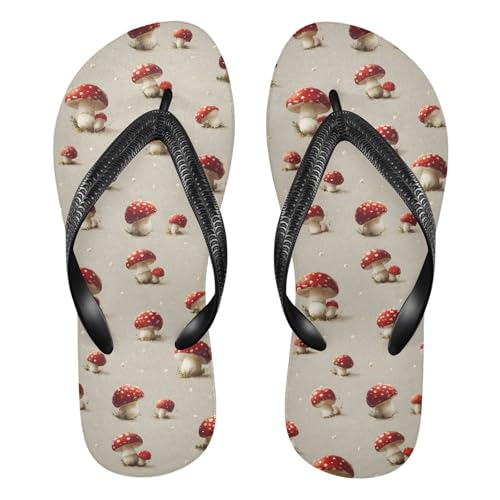 Flip Flop Sandals Mushroom Vintage Print for Women Men Beach Outdoor XS