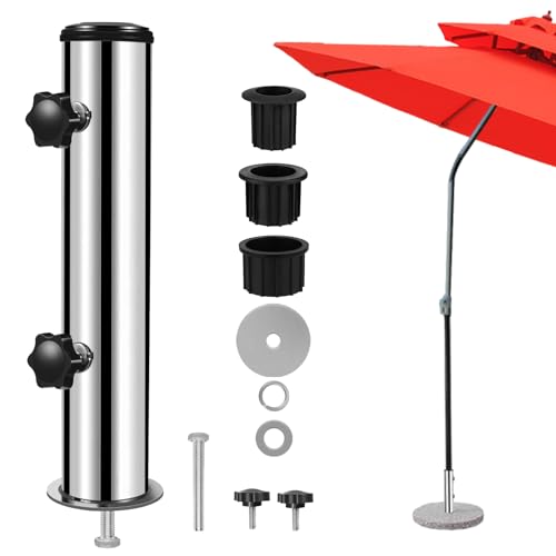 lalafancy Schirmständer Sonnenschirm Ersatzrohr, Universal Garten Standrohr Sonnenschirm Schirmhalterung mit 3 Feststellrädchen (48/38/32mm), Standrohr Schirmständer für Granitsockel
