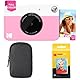 KODAK Printomatic Sofortbildkamera (Rosa) Basis-Paket + Zinkpapier (20 Blätter) Etui + Bequemer Halsriemen