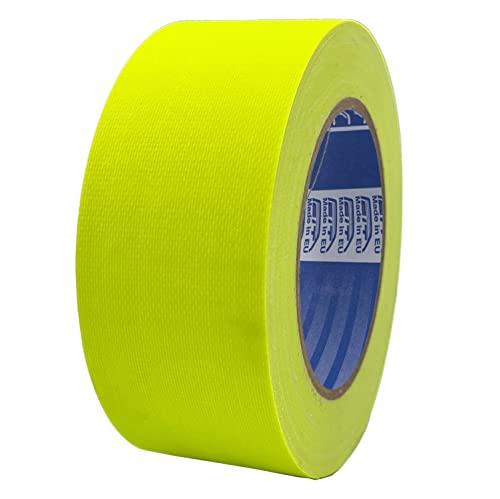 ACIT Cinta de tela fluorescente, 50 mm x 25 m, cinta de tela reforzada,Gaffer, fluorescente, reparación, fijación y embalaje de alta estanqueidad (Amarillo)