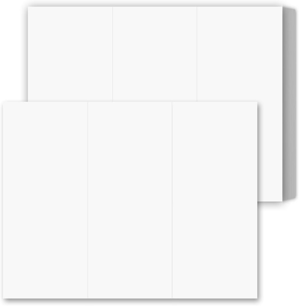 Hamilco White Cardstock Paper with Trifold Layout – 8.5" x 11", 80 lb Cover, Blank Note Cards, Printable Stationery & Invitations, 100 Pack