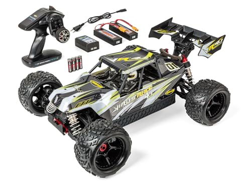 Set completo al 100%: il veicolo include il sistema di controllo remoto a 2,4 GHz, 2 batterie Lipo e 4 batterie del trasmettitore per 8 minuti di divertimento a pieno regime.