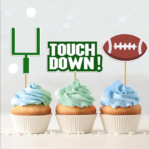 Boweurois FC297 32Pcs Football Cupcake Toppers Super Bowl Birthday Party Decorations thumb #5