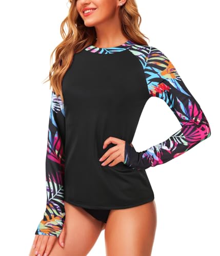 Zamowoty Womens Rash Guard Long Sleeve Swim Shirts UPF 50+ Sun Protection Bathing Suit Swimsuit Top with Thumb Hole No Bottom2