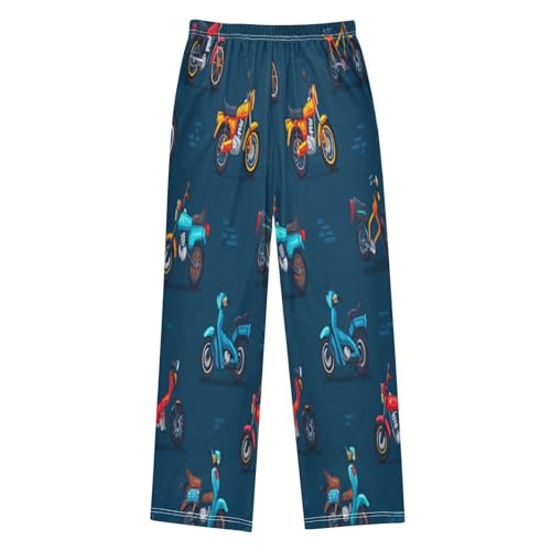 Blue Pattern Colorful Motorcycle Lounge Pajama Pants Soft PJ Bottoms for Sleepwear Ages 6-14 Years2