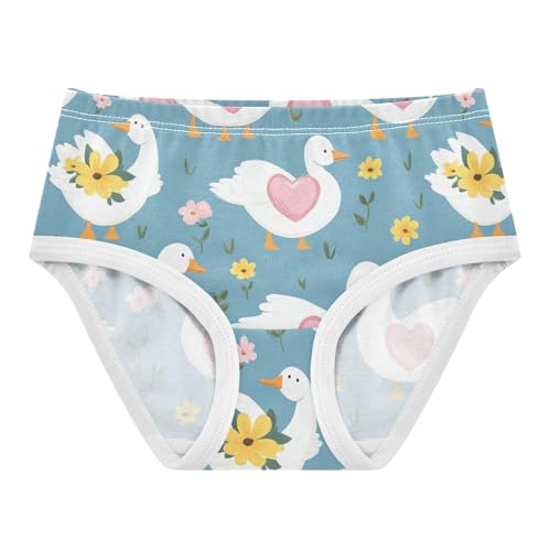 Wusikd White Geese Girls' Underwear Cotton Pink Hearts Girls Briefs Soft Toddler Underwear 2T