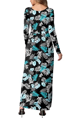 Image of EUOVMY Women's Long Sleeve Loose Maxi Dresses Casual Long Dresses with Pockets