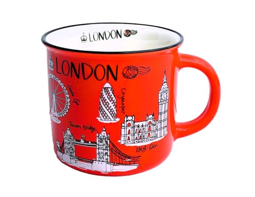 Generic London Elegance Retro Coffee/Tea Cup Souvenir Iconic Cityscape Design Home Kitchen Office, Decorative Gift Box - UK England London Souvenir, NWHR0092