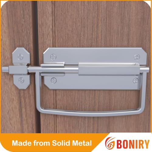 Image of Boniry Door Latch Lock, Kadi /Kundis with Grab Handles - Solid Metal Door Stopper for Bathroom, Home, Office - Easy Install, Smooth Sliding, Heavy Duty Latch (4, Chrome)
