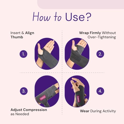 Image of Careforce - The Force Behind Your Health polyester blend Wrist Support for Pain Relief for Carpal, Wrist Brace with Thumb for Men & Women Wrist Band for Men Wrist Strap Universal Fit (Grey, 1 Unit)