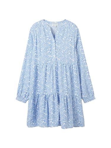 TOM TAILOR Mädchen Kinder Kleid mit Volant & Muster, 34807 - Blue White...