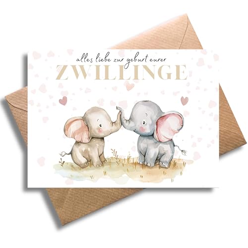 Glückwunsch Karte mit Umschlag - schöne Glückwunschkarte zur Geburt von Zwillingen “Alles Liebe zur GEburt euer Zwillinge” süße Geschenkkarte Schwangerschaft Geburt Baby Babyparty Mutter (DIN A6) Glückwunsch Karte mit Umschlag - schöne Glückwunschkarte zur Geburt von Zwillingen “Alles Liebe zur GEburt euer Zwillinge” süße Geschenkkarte Schwangerschaft Geburt Baby Babyparty Mutter (DIN A6)