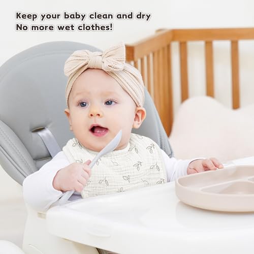 Image of Susurration Muslin Baby Drool Bibs 6Pack Soft Square Adjustable Baby Bandana Bibs for Unisex Girls & Boys
