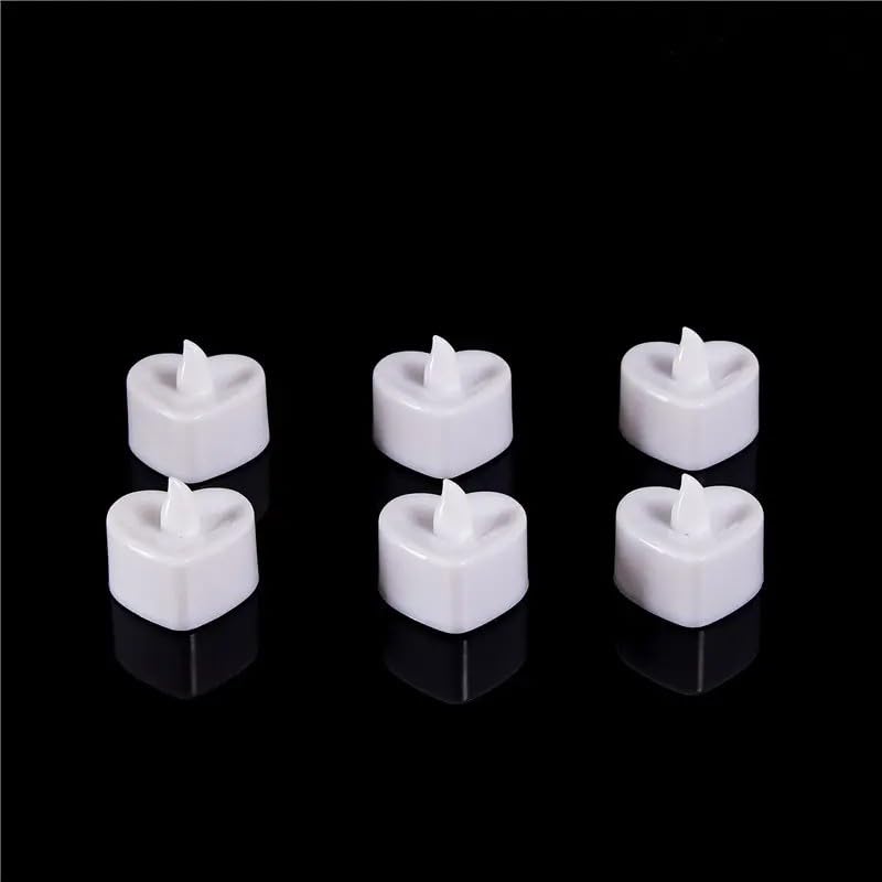 LABZIO Flameless LED Tea Light Candles | Decorative Flickering Diya Lights for Diwali, Wedding & Home Décor | Plastic Body (Red LED Heart Shape Flameless Tea Light, Pack of 6) 4