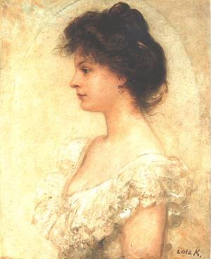 Peinture à l'huile Portrait Kornelia Lotz 1890s Toile 36x48 Style Roelandt Savery Tableau Salon
