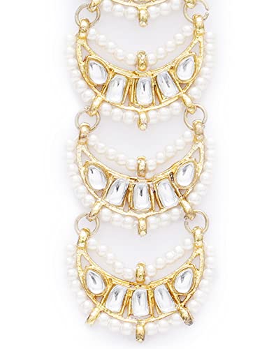 Image of Karatcart Gold Plated Pink Meena Lotus Design Kundan Dangler Earrings for Women (color may slightly vary due to photographic effect)