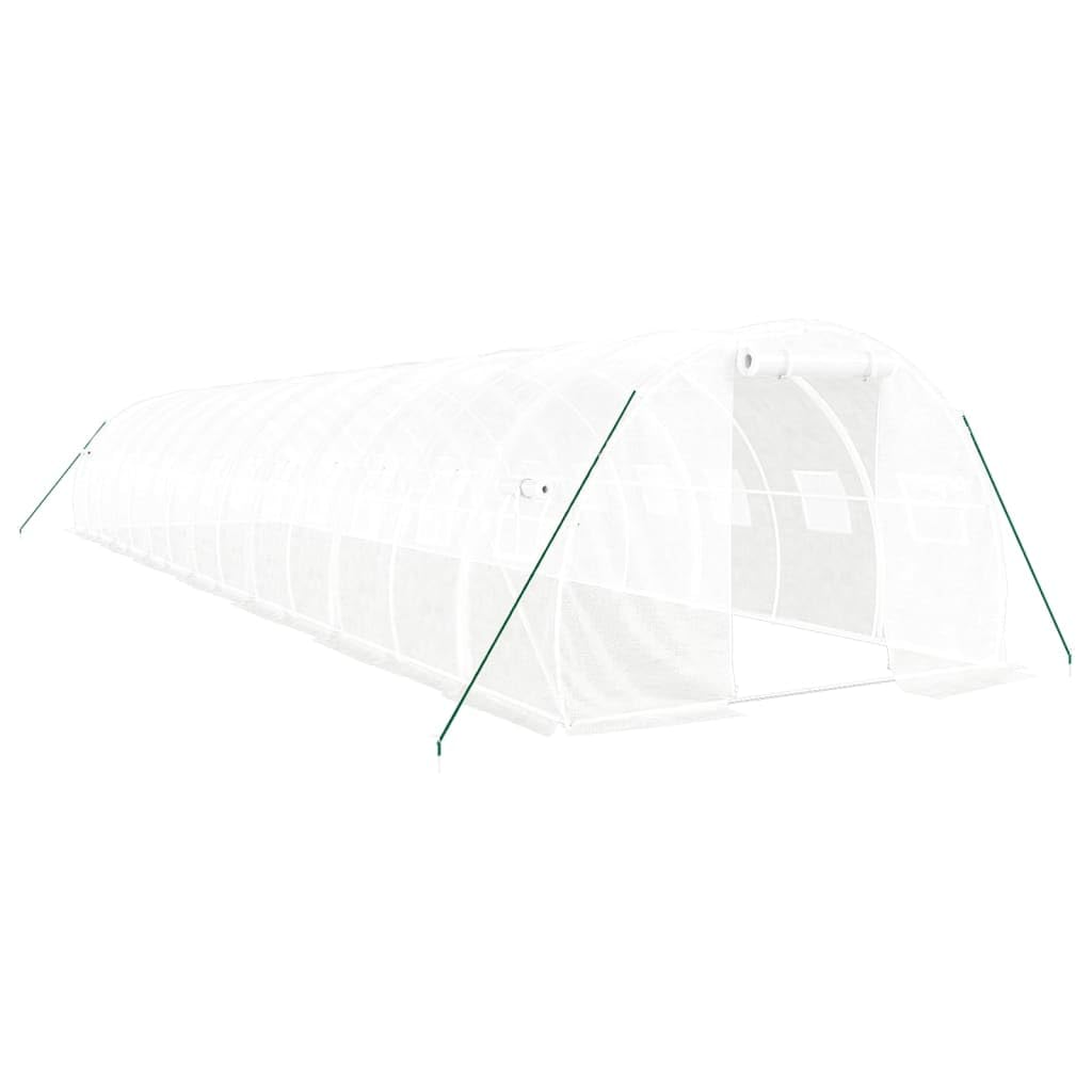 Homgoday Invernadero con Estructura de Acero Blanco 42 m² 14x3x2 m, Invernadero Caseta Jardín Terraza Plantas Semilla Cultivo Huerto Verduras Cubierta Casero
