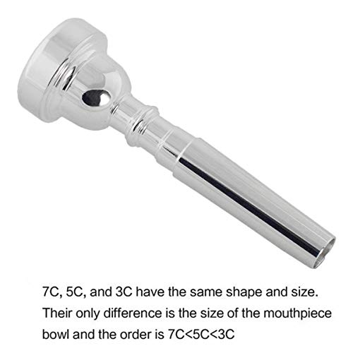 Missmore Silver Trumpet Mouthpiece 3C 5C 7C Size Instrument Accessory for Bach (7C-Silver)