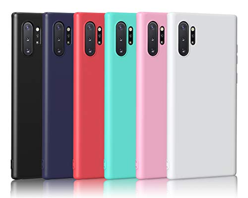VGUARD 6 x Funda para Samsung Note 10+ / Samsung Galaxy Note 10 Plus (5G), Ultra Fina Carcasa Silicona TPU de Alta Resistencia y Flexibilidad (Negro, Azul Oscuro, Rojo,Verde, Rosa, Transparente)