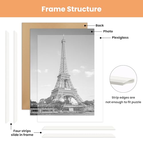 upsimples 16x24 Picture Frame White 3 Pack, Scratch-Proof Poster Frames 16 x 24 for Photo Gallery - Slide-In Strips, Horizontal or Vertical Wall Mounting
