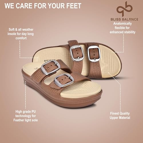 Image of BLISS BALANCE SUPER SOFT Comfortable with Adjustable Strap Flip-Flops Women's & Girl's Cushioned |Waterproof Anti Skid & Lightweight OUT Door & IN Door Slipper INDIGO11