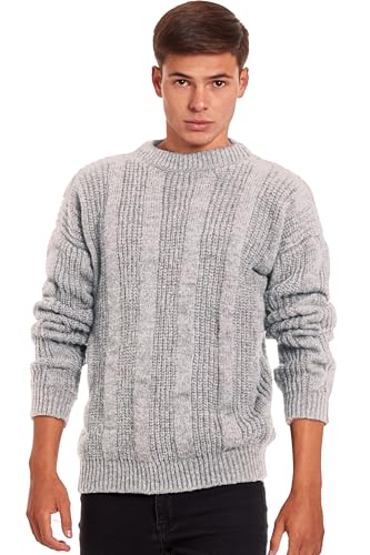 Thick Handmade Sweater for Men in Alpaca Wool - Winter Crewneck Pullover - Chunky Knit Jumper