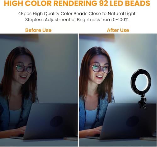 Video Conference Lighting Kit, Ring Light Clip on Laptop Monitor, 6" Dimmable LED Circle Selfie Light for Zoom Meeting/Remote Working/Zoom Calls/Live Streaming/Video Recording